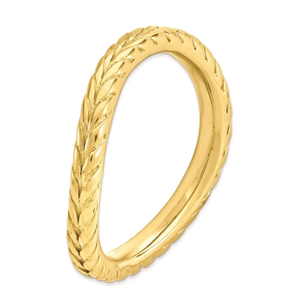 Stackable Expressions Polished Gold-plate Wave Ring in Sterling Silver