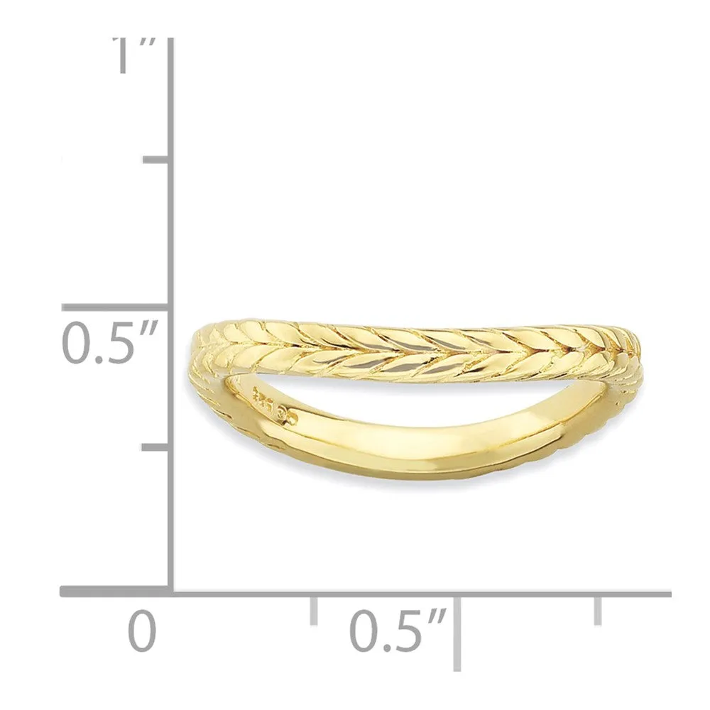 Stackable Expressions Polished Gold-plate Wave Ring in Sterling Silver