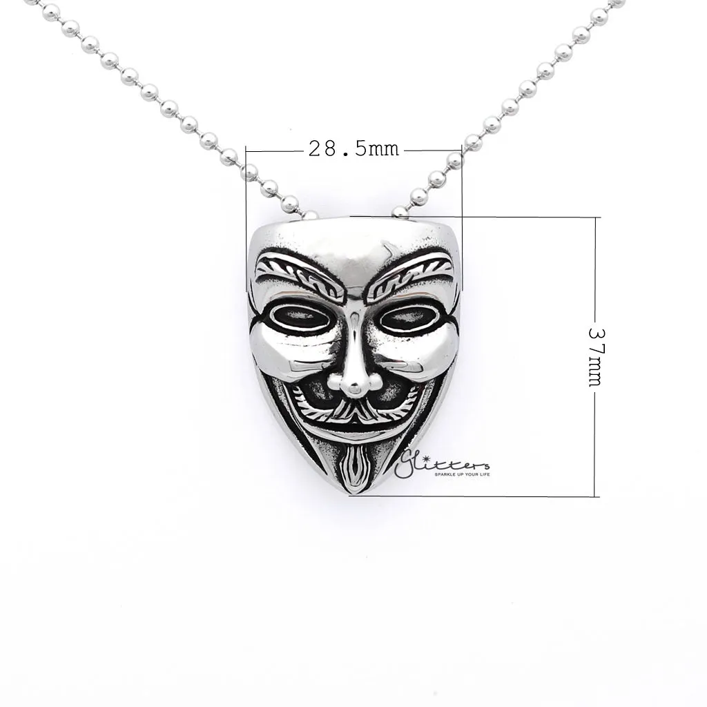 Stainless Steel Anonymous Mask Pendant