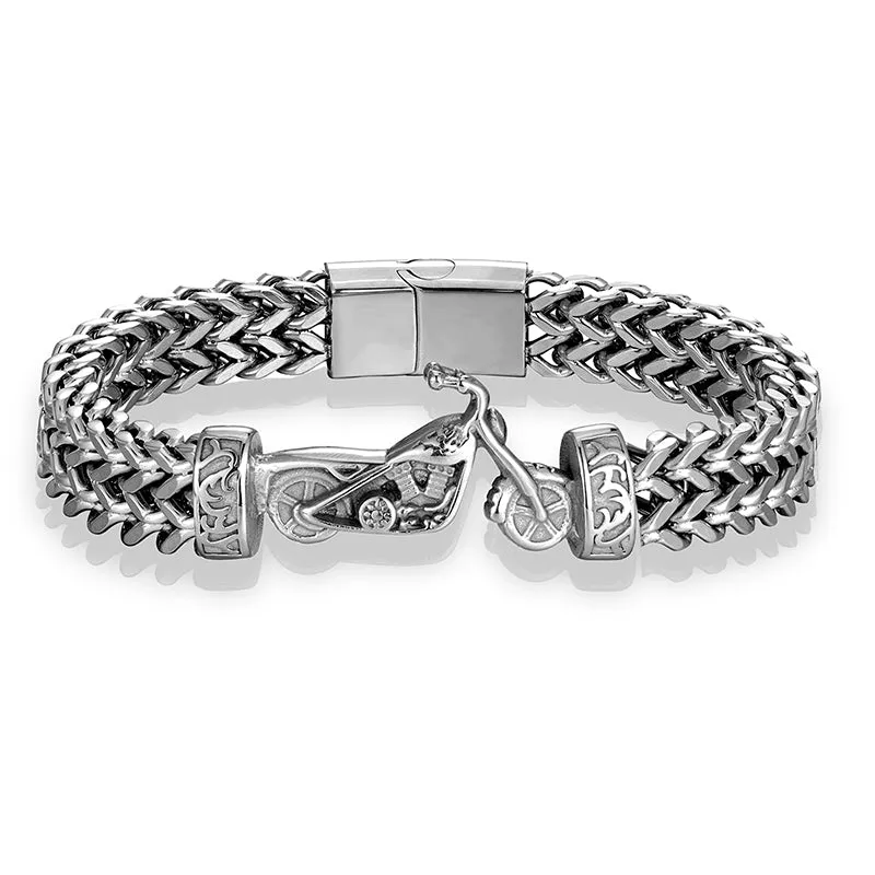 Stainless Steel Chopper Motorcycle Biker Wide Link Bracelet