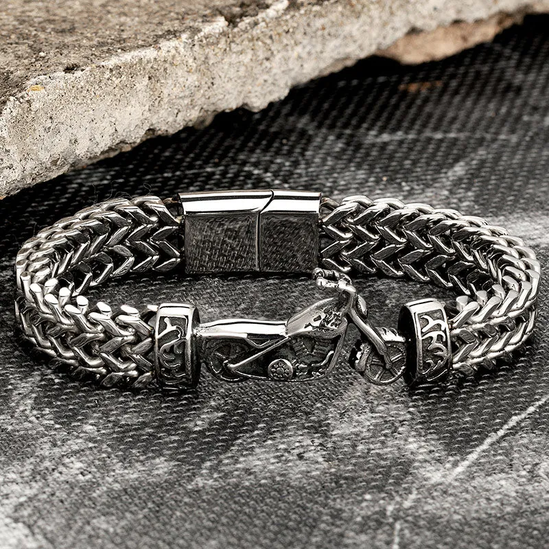 Stainless Steel Chopper Motorcycle Biker Wide Link Bracelet