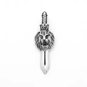 Stainless Steel Lion King with Sword Pendant