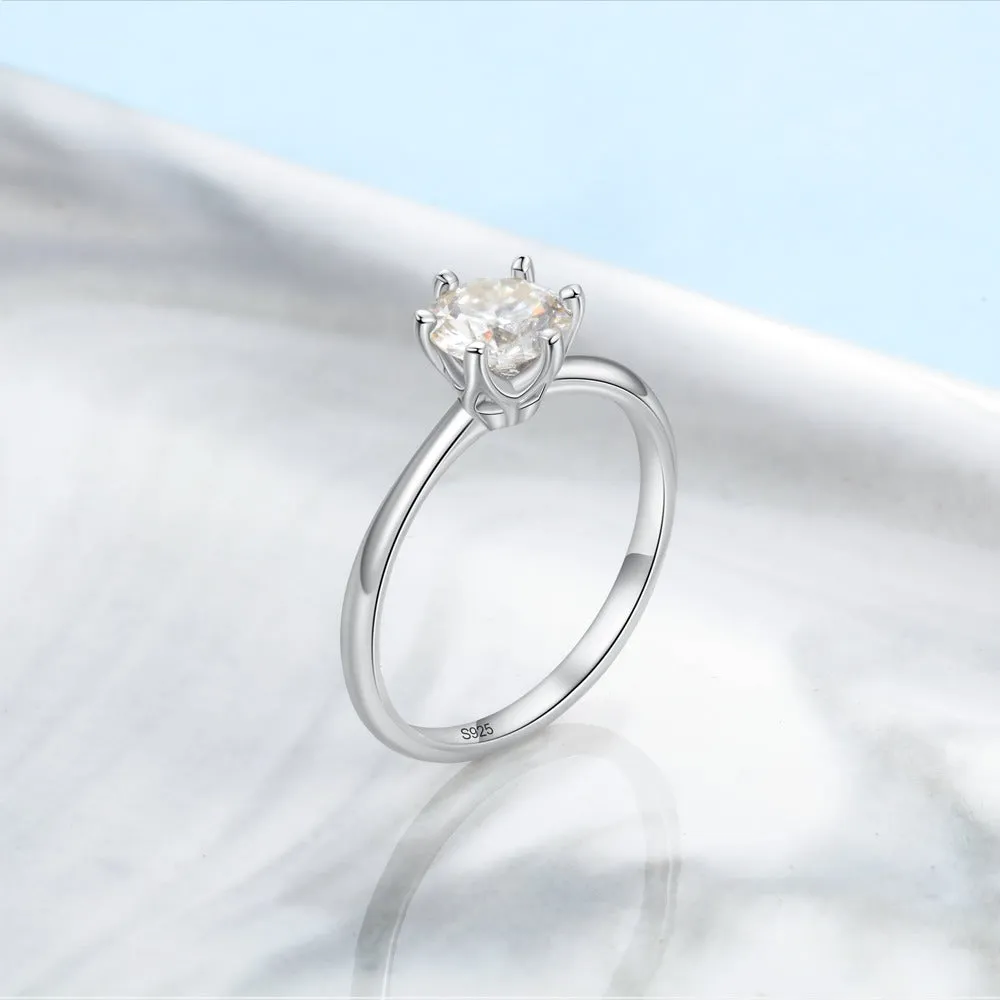 Sterling Silver Classic Style Moissanite Ring