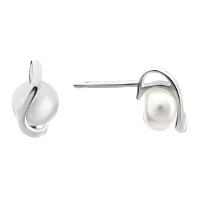 Sterling Silver Pearl Swirl Stud Earrings