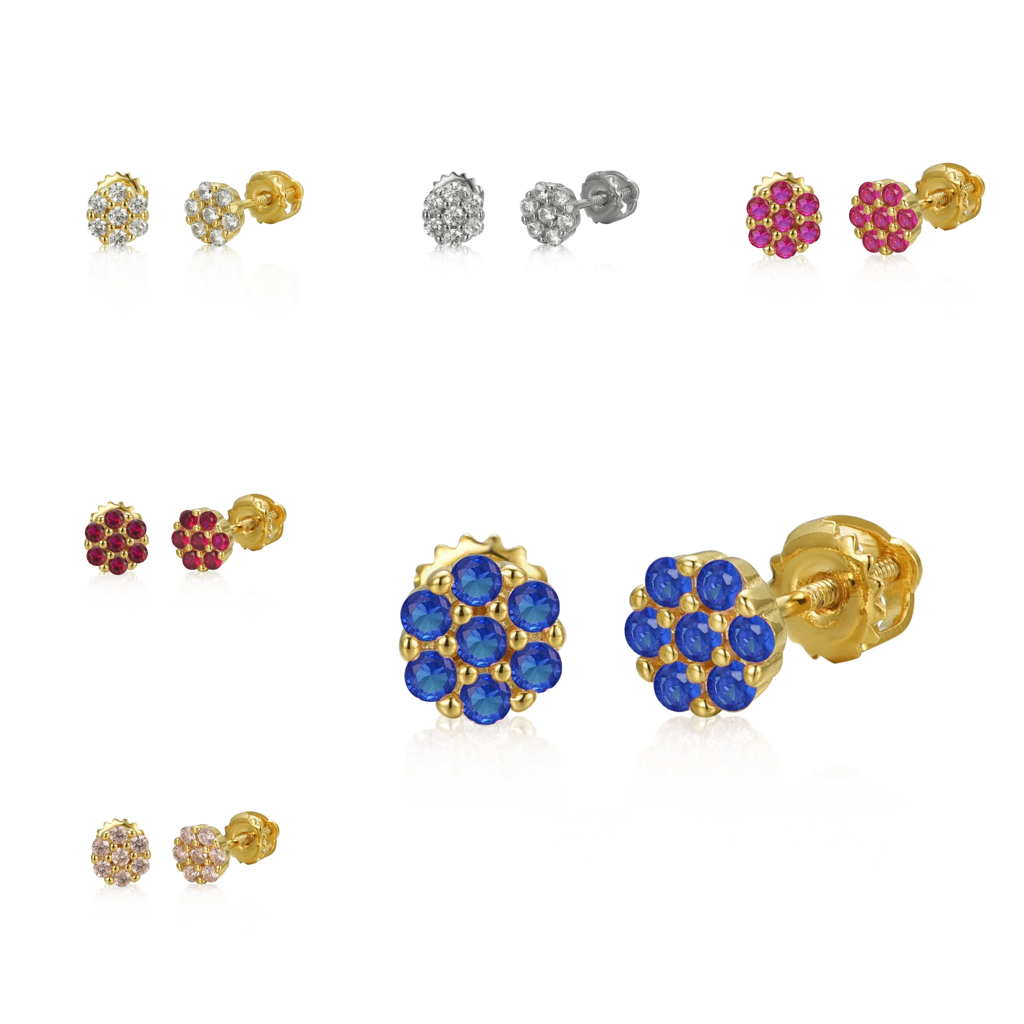 Surgical Steel Small CZ 5 Stone Stud Earrings