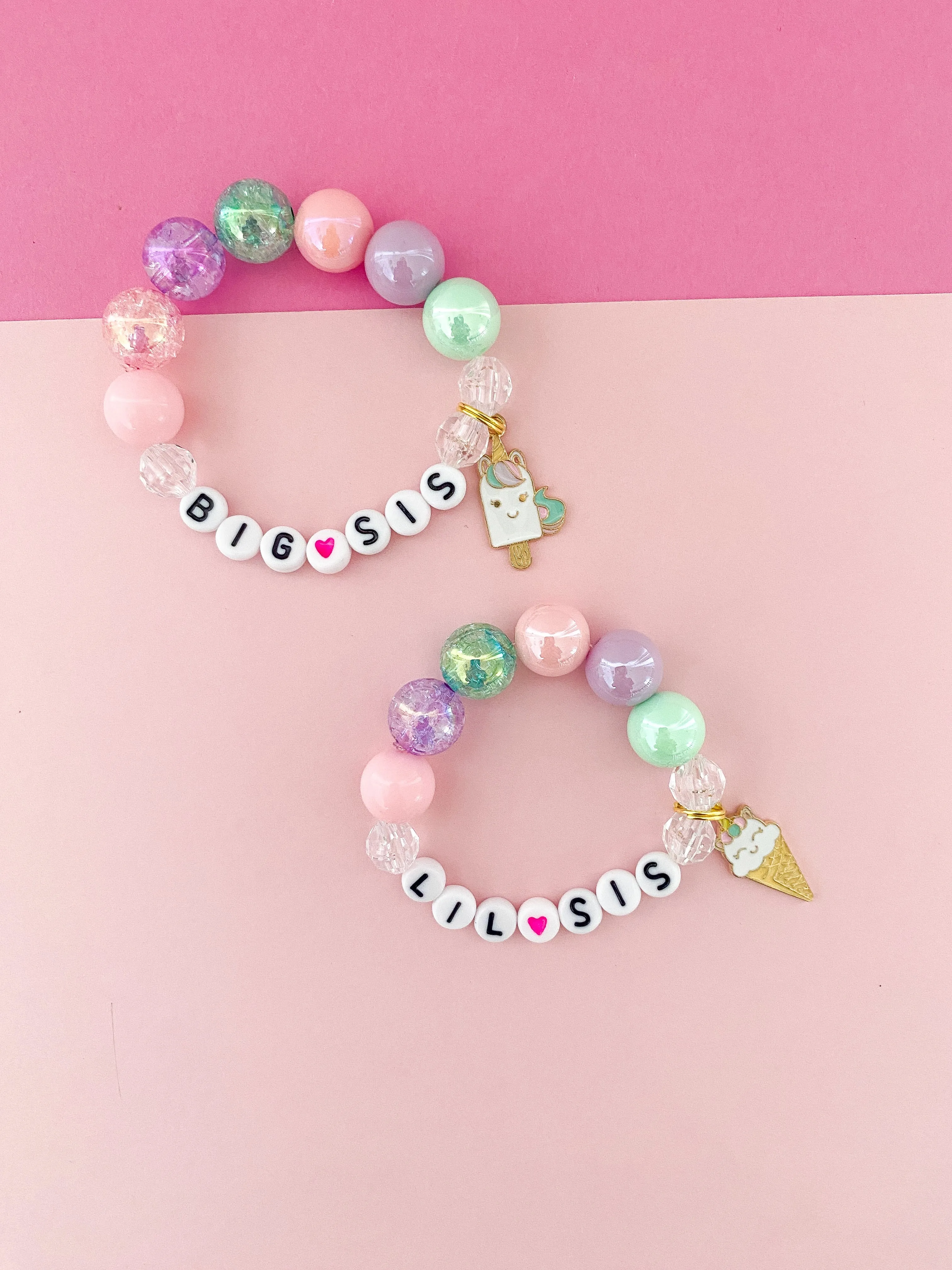 Sweet Unicorns Big Sis OR Lil Sis Charm Bracelet