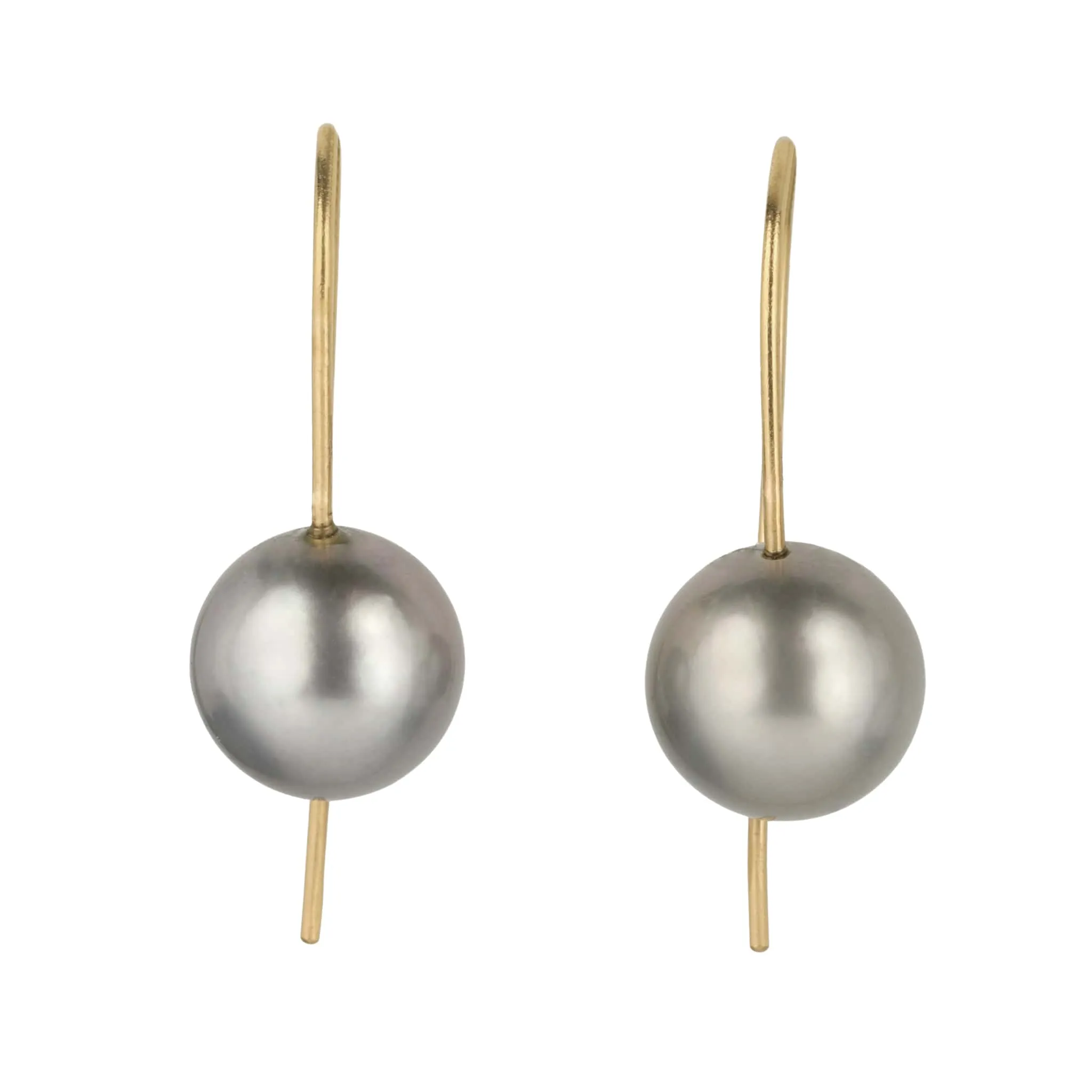 Tahitian Pearl Earrings on 14 Karat Yellow Gold Minimalist Ear Wires