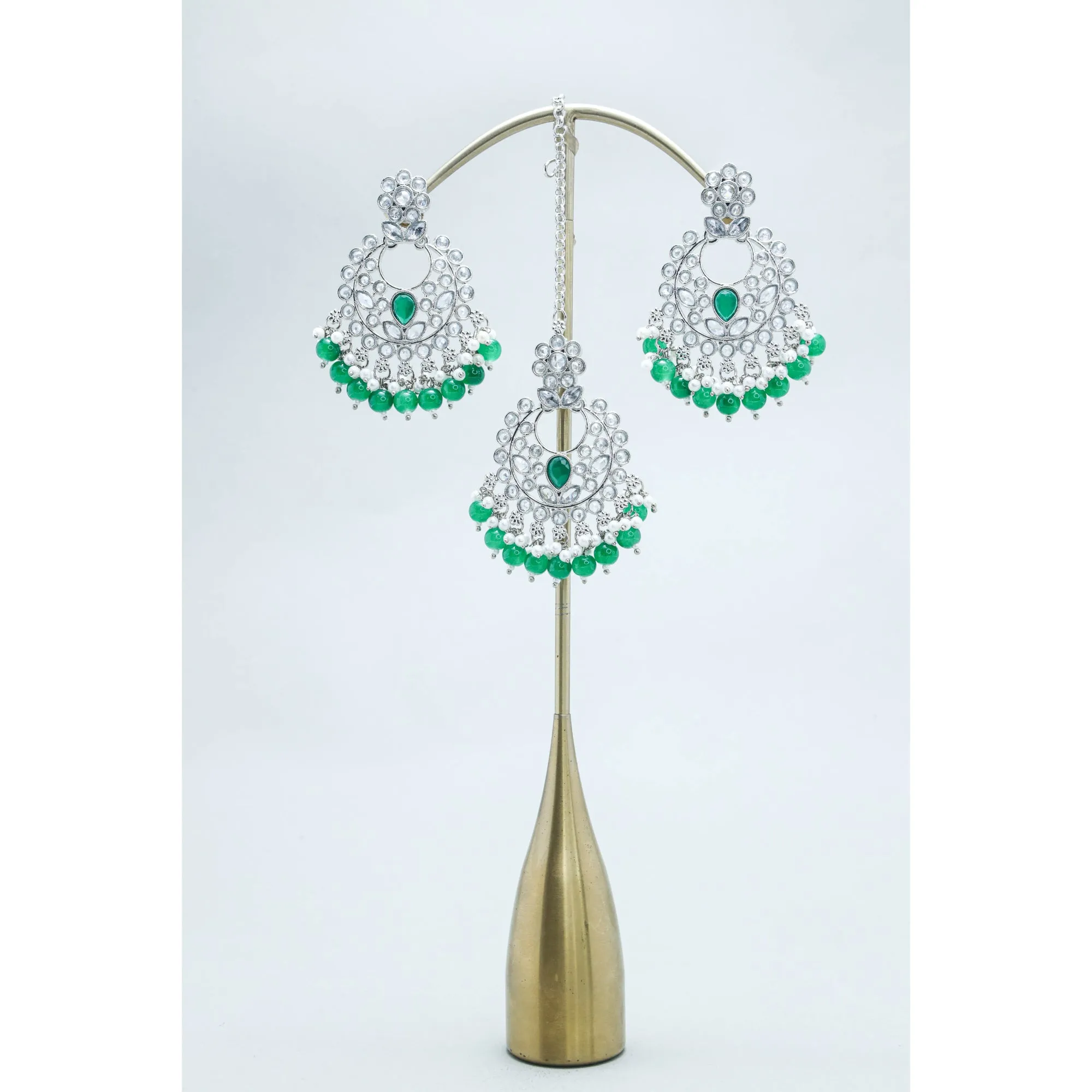 TARA POLKI EARRINGS WITH TIKKA