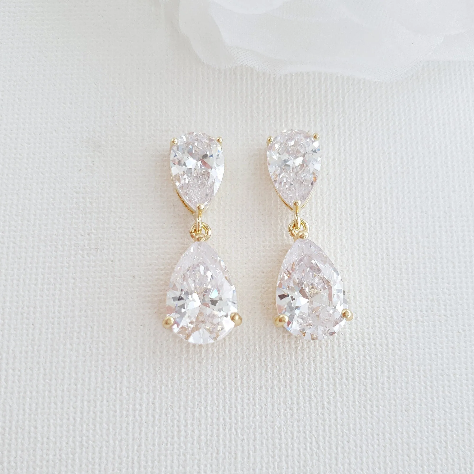 Teardrop Cubic Zirconia Wedding Jewelry Set in Rose Gold- Clara