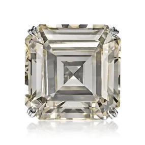 Treasure 64 Carat O-P SI1 Asscher Cut Diamond Solitaire Engagement Ring. GIA Certified