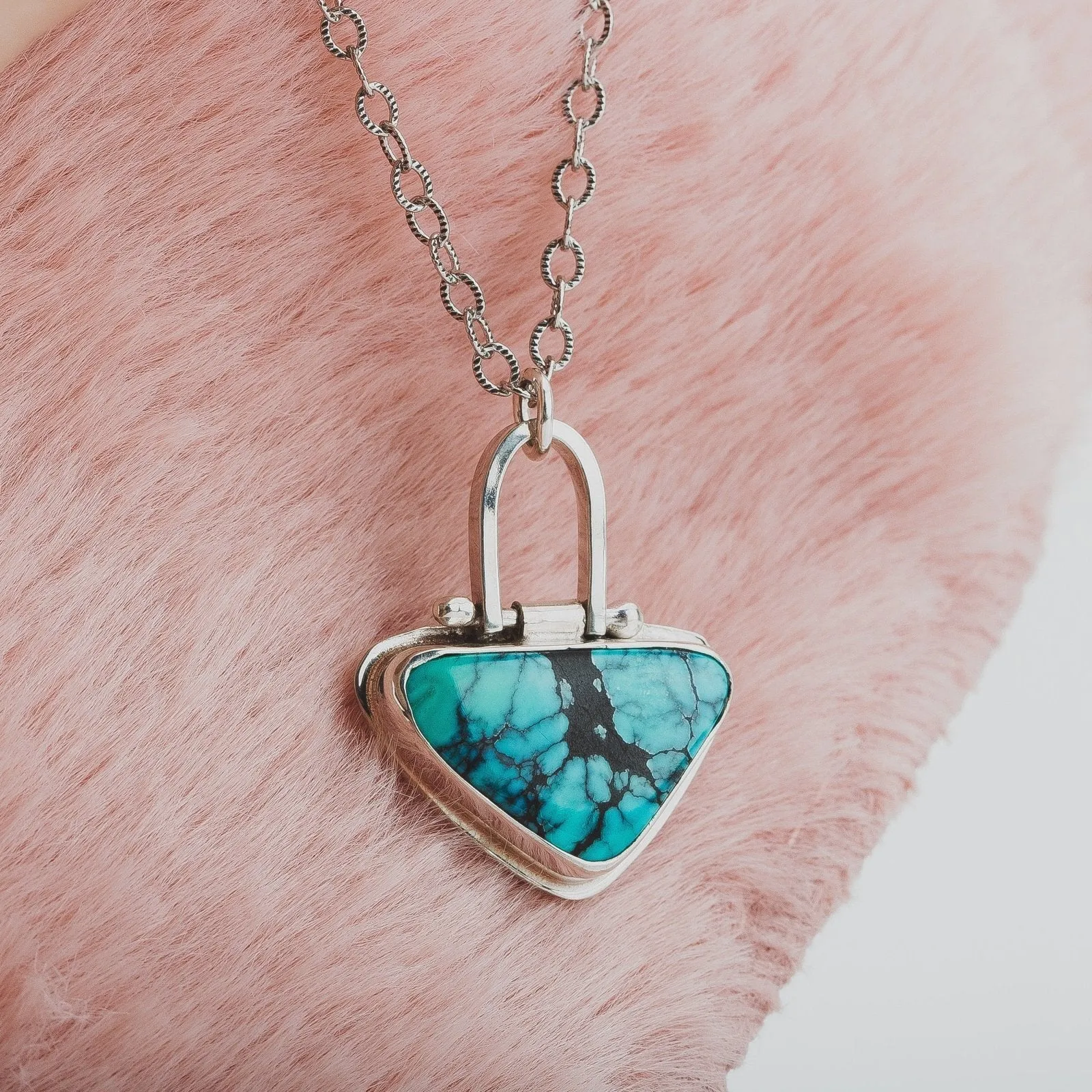 Triangle Cloud Mountain Turquoise Hinge Necklace