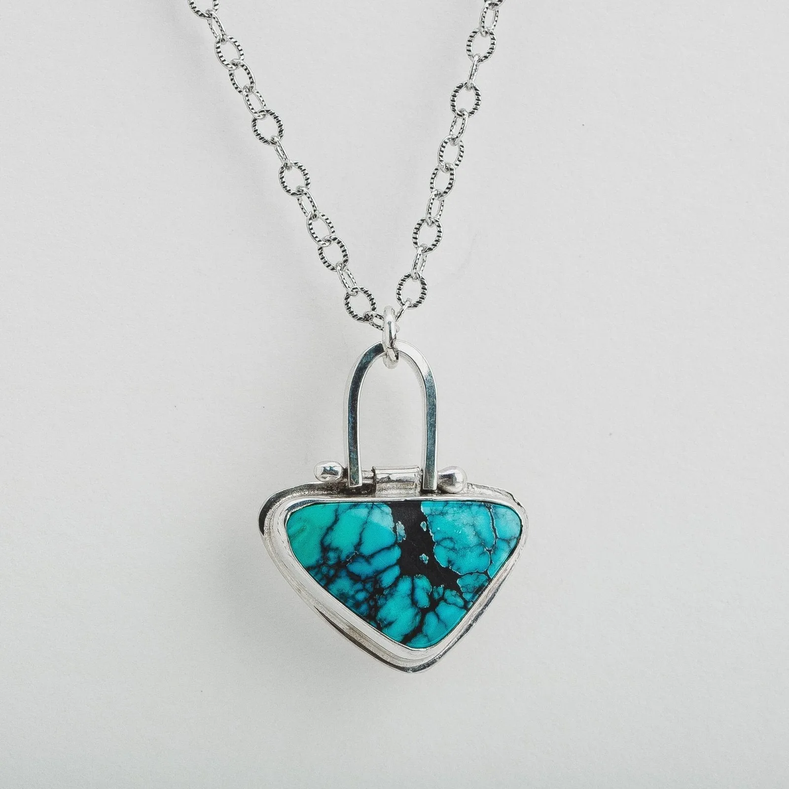 Triangle Cloud Mountain Turquoise Hinge Necklace