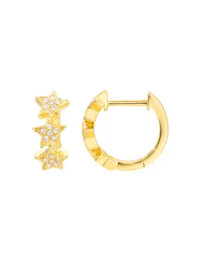 Trio Star Huggie Earrings 14K