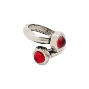 TUCCO TUERQUIN RED CRYSTAL ADJUSTABLE RING