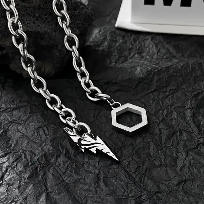 Ultimate Hip Hop Lightning Hexagon Necklace