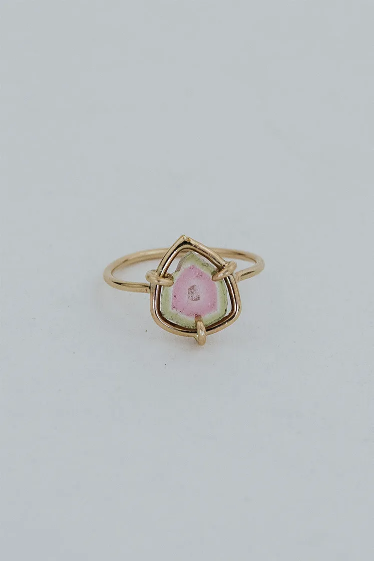 Watermelon Tourmaline Slice Ring