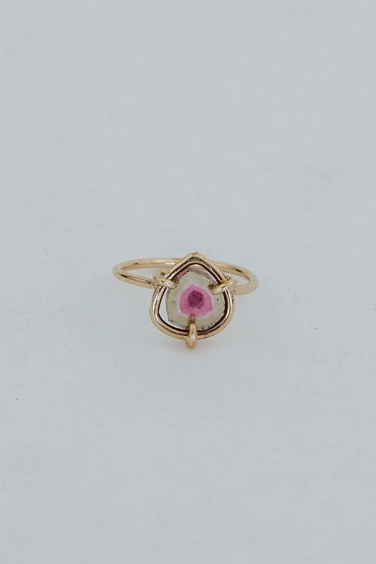 Watermelon Tourmaline Slice Ring