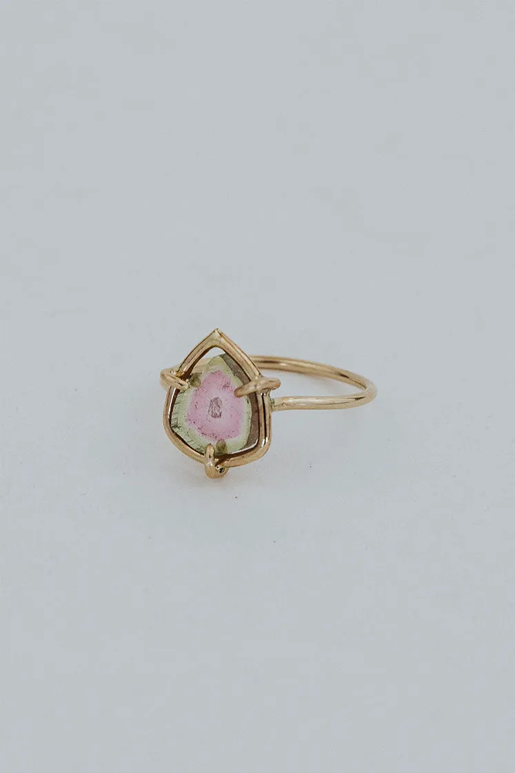 Watermelon Tourmaline Slice Ring