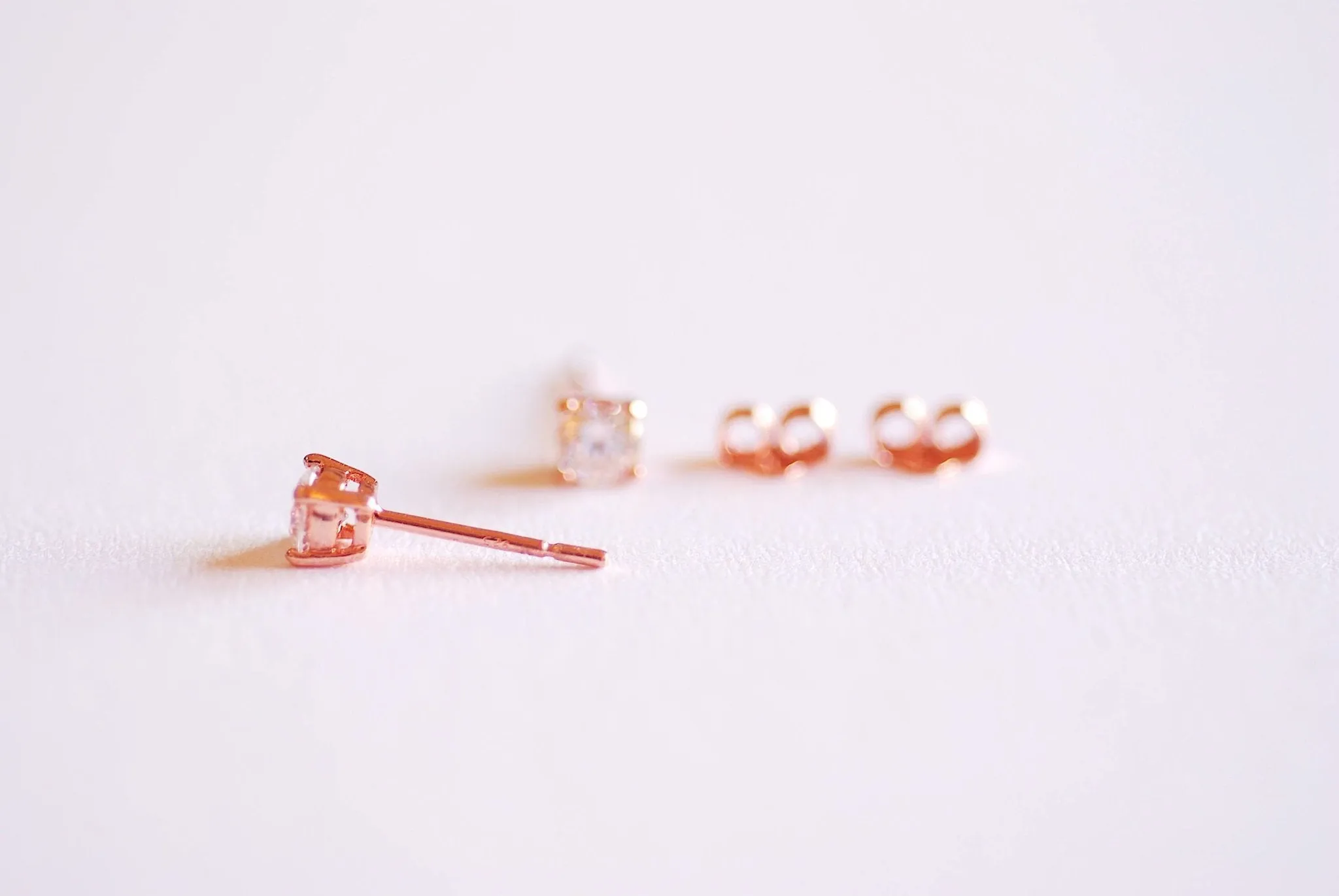 Wholesale 925 Sterling Silver CZ Earrings, Gold, Rose Gold, cz earrings, cz studs, cz silver stud earrings, solitaire studs, solitaire earrings, Studs