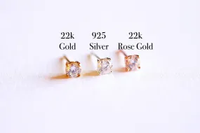 Wholesale 925 Sterling Silver CZ Earrings, Gold, Rose Gold, cz earrings, cz studs, cz silver stud earrings, solitaire studs, solitaire earrings, Studs