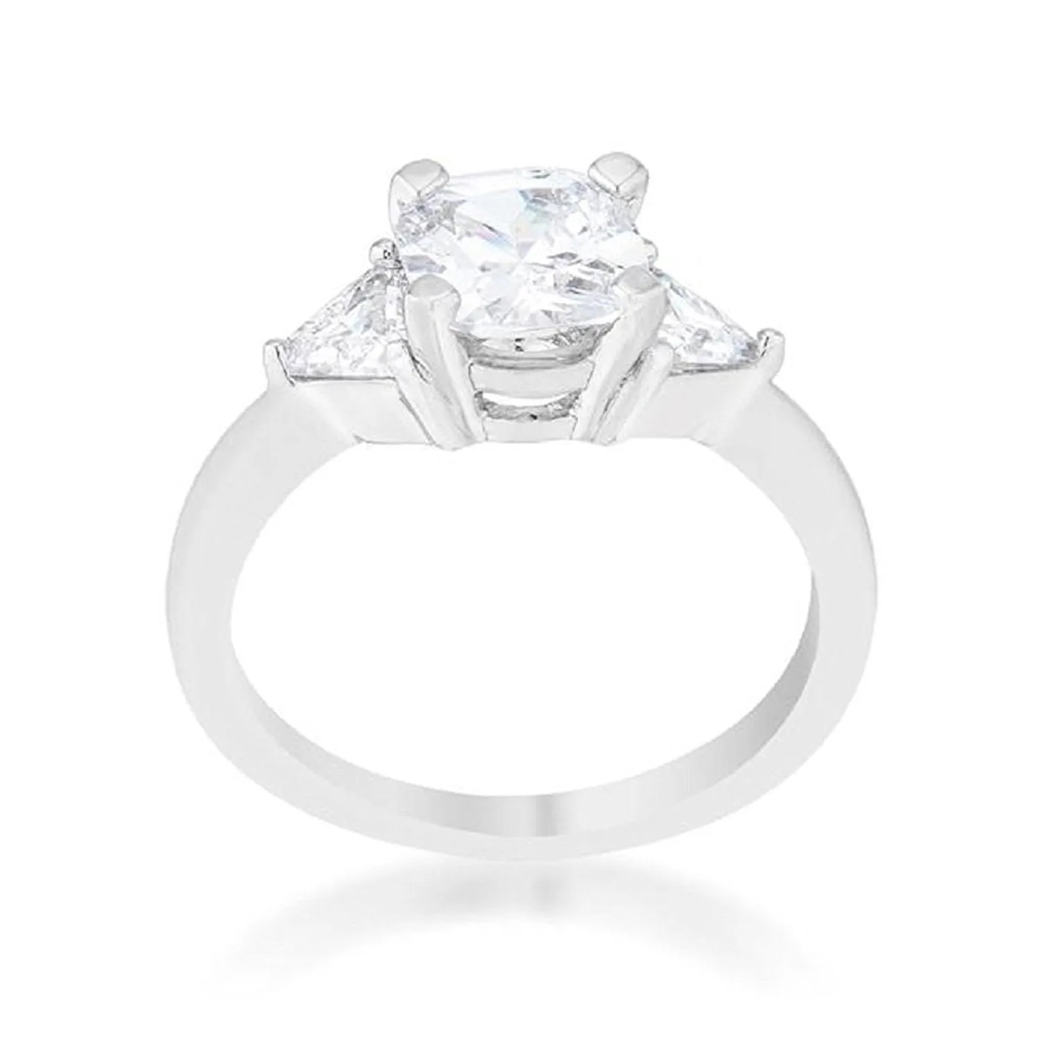 WildKlass 1.8ct Clear CZ Rhodium Plated Cushion Classic Statement Ring