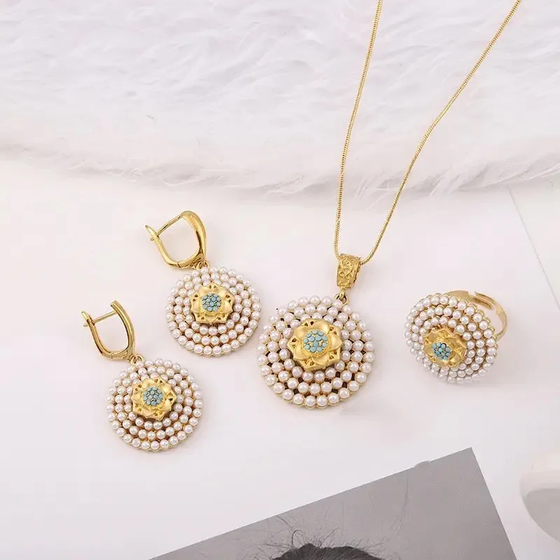 Women Fashion Gold Necklace Earring Set S4674502