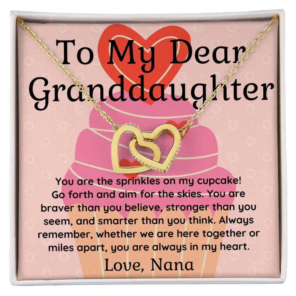 You are my Cupcake Sprinkles To Granddaughter From Nana Double Hearts Pendant Necklace