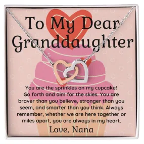 You are my Cupcake Sprinkles To Granddaughter From Nana Double Hearts Pendant Necklace