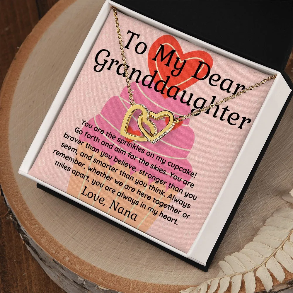 You are my Cupcake Sprinkles To Granddaughter From Nana Double Hearts Pendant Necklace